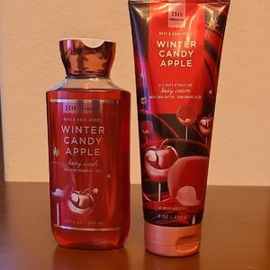 Bath & Body Works Winter Candy Apple Body Wash and Body Cream Duo New
